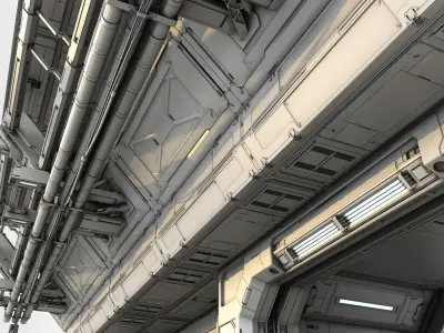 Sci-Fi Hall environment builder design economic version 3D model