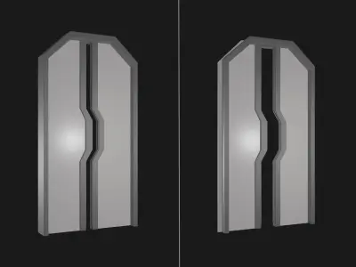 Simple Low Poly Sci-fi Door Low-poly 3D model