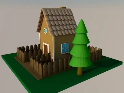 Cartoon house  3D model get