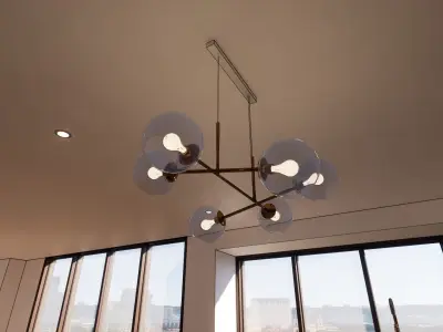 Mid Century Modern 6 Light DNA Chandelier Light Fixture  3D model