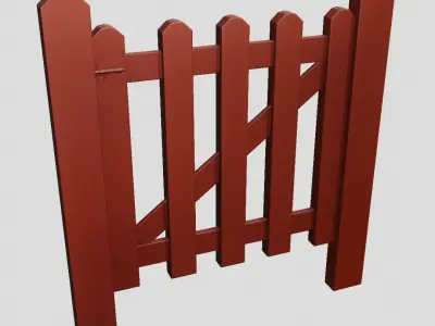 small gate in aged wood scales 1-1 and 1-32 3D model