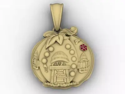 Fantasy Pumpkin Cottage Pendant  3D Printable  Model 3D print model