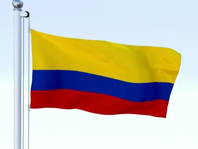 Animated Colombia Flag Low-poly 3D model