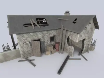 Ruin house Low-poly 3D model