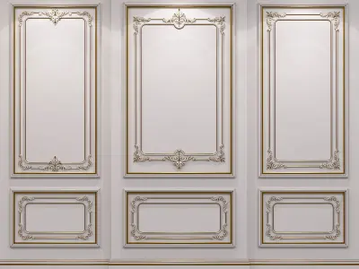 Wall molding 21 Boiserie classic panels Low-poly 3D model