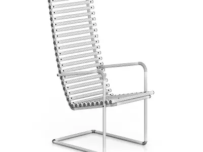Wooden Chair with Metal Frame 3D model