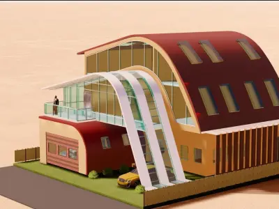 4 BHK VILLA CONCRETE SHELL  Low-poly 3D model