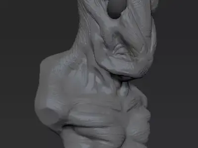 Alien bust of creature with horns 3D model