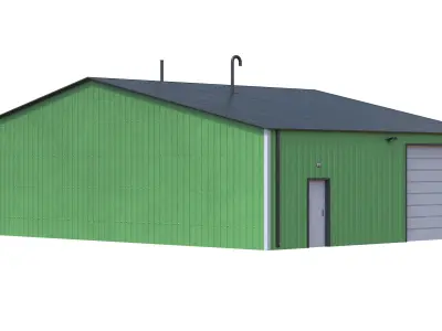 Industrial Building 11 Green Low-poly 3D model
