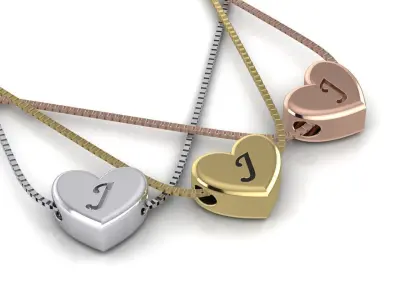 Pendant initial heart J 3D print model