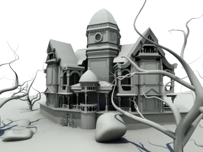 Horror House Old mansion for VR AR  Low-poly 3D model