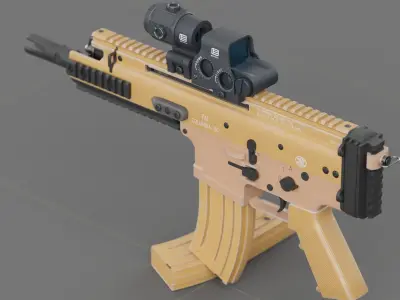 FN Scar 15P with Eotech Optics Low-poly 3D model