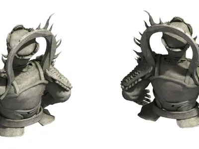 Zen - altar stone statues 02 3D model