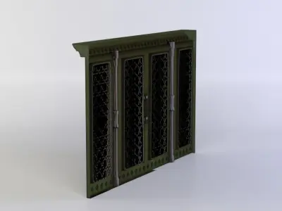Door with metal bars Low-poly 3D model
