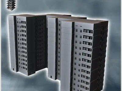 Modular set of modern multi-storey concrete buildings 5 - Modern 3D print model