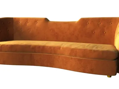 Sofa orange mustard color  three four seater 3D model