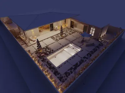 villa tropical Low-poly 3D model