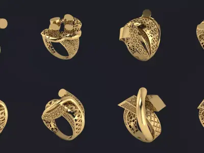 30 light weight fusion ring ready to cast and print  3D Model Pack