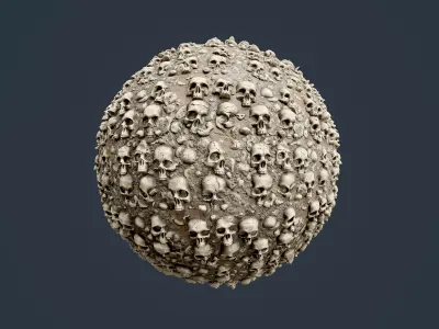 Skull Bones Horror Seamless PBR Texture 07 Texture