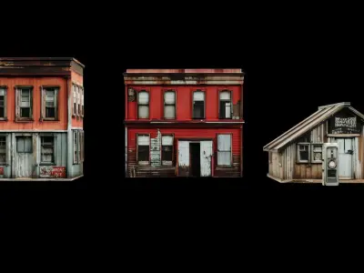 Old Building collection V2 Low-poly 3D model