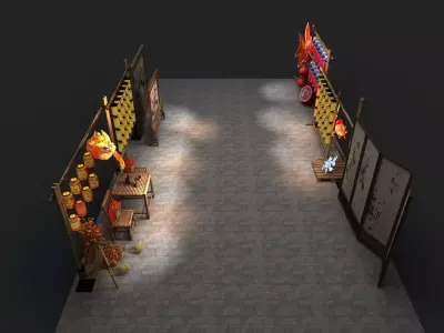 Pedestrian Street  Low-poly 3D model