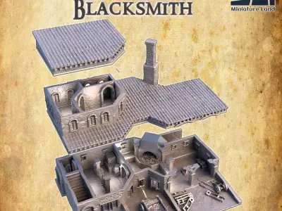 Colonial Blacksmith Tabletop Terrain 28 MM 3D print model