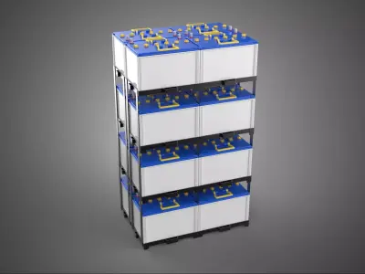 TOWER ACCU BATTERY GRID STACK TRAY RACK FRAME POWER BANK SUPPLY 3D model