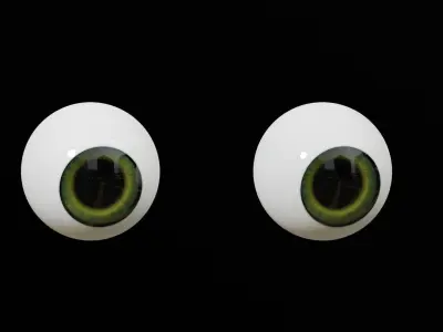 Cartoon Green Eyes Low-poly 3D model