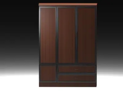 Wardrobe with doors and drawers 3D model get