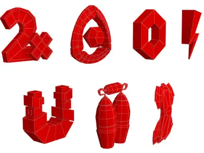 Low poly cartoon Game details 3d models pack Low-poly 3D model