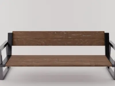 Wood Bench Low-poly 3D model buy
