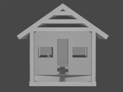 Wooden Hut Low-poly 3D model