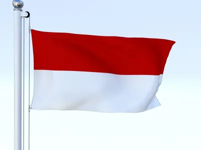 Animated Indonesia Flag Low-poly 3D model