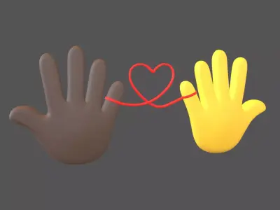 Hand with Red Line Icon v1 033 Low-poly 3D model