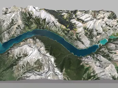 Lake Minnewanka Stewart Canyon Anthracite Alberta Canada 3D model