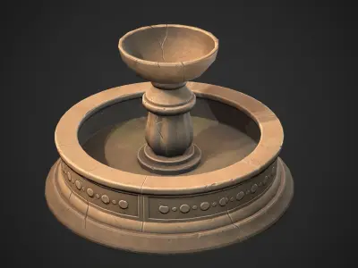 Stylized fountain Low-poly 3D model