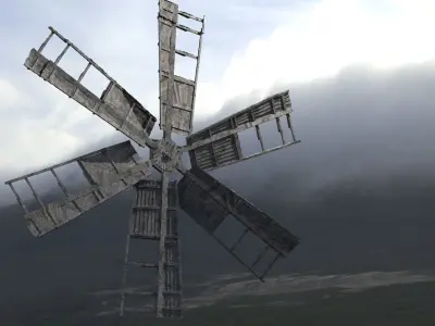 Windmill City With Bridges 3D model