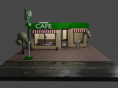 Modern Cafe Low-poly 3D model