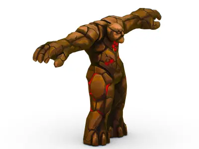 Big Grey Stone Golem Monster Giant Mining Heroes Rock Low-poly 3D model