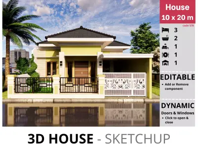House 10x20m code 578 - Sketchup 3D model 3D model 3D model