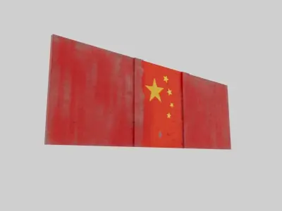 Chinese grafitti wall Low-poly 3D model