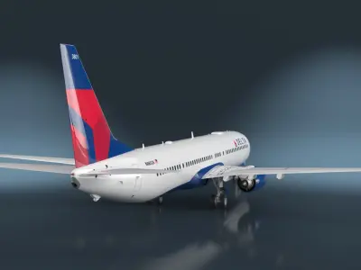  Delta Air Lines Boeing 737-900 with Cabin and Doors Rigged for Cinema 4D 