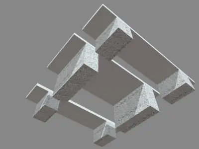 Low Poly Stone Bench Low-poly 3D model