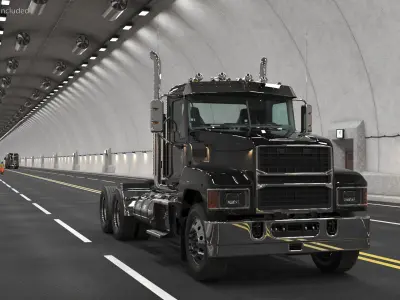  Commercial Truck Black Rigged for Maya 