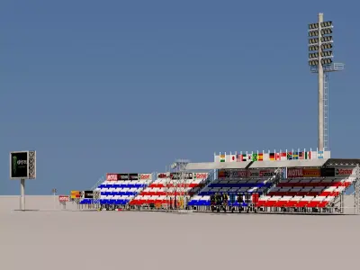 Motorsports Grandstand Low-poly 3D model