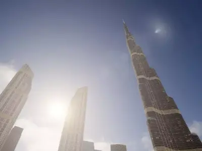 Realistic Dubai Downtown Environment Burj Khalifa Area Low-poly 3D model