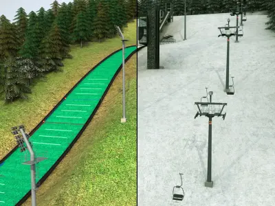 Ski jumping hill high detail 3D model