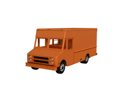 Orange Food Truck Modern Street Food  Mobile Kitchen Vehicle 3D model