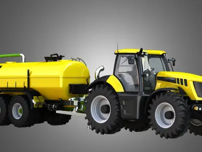 JCB - 8000 Tractor with Zunhammer Liquid Manure Trailer 3D model