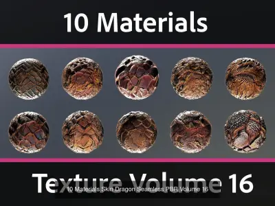 50 Materials Skin Dragon Seamless PBR Mega-Bundle 4 Texture